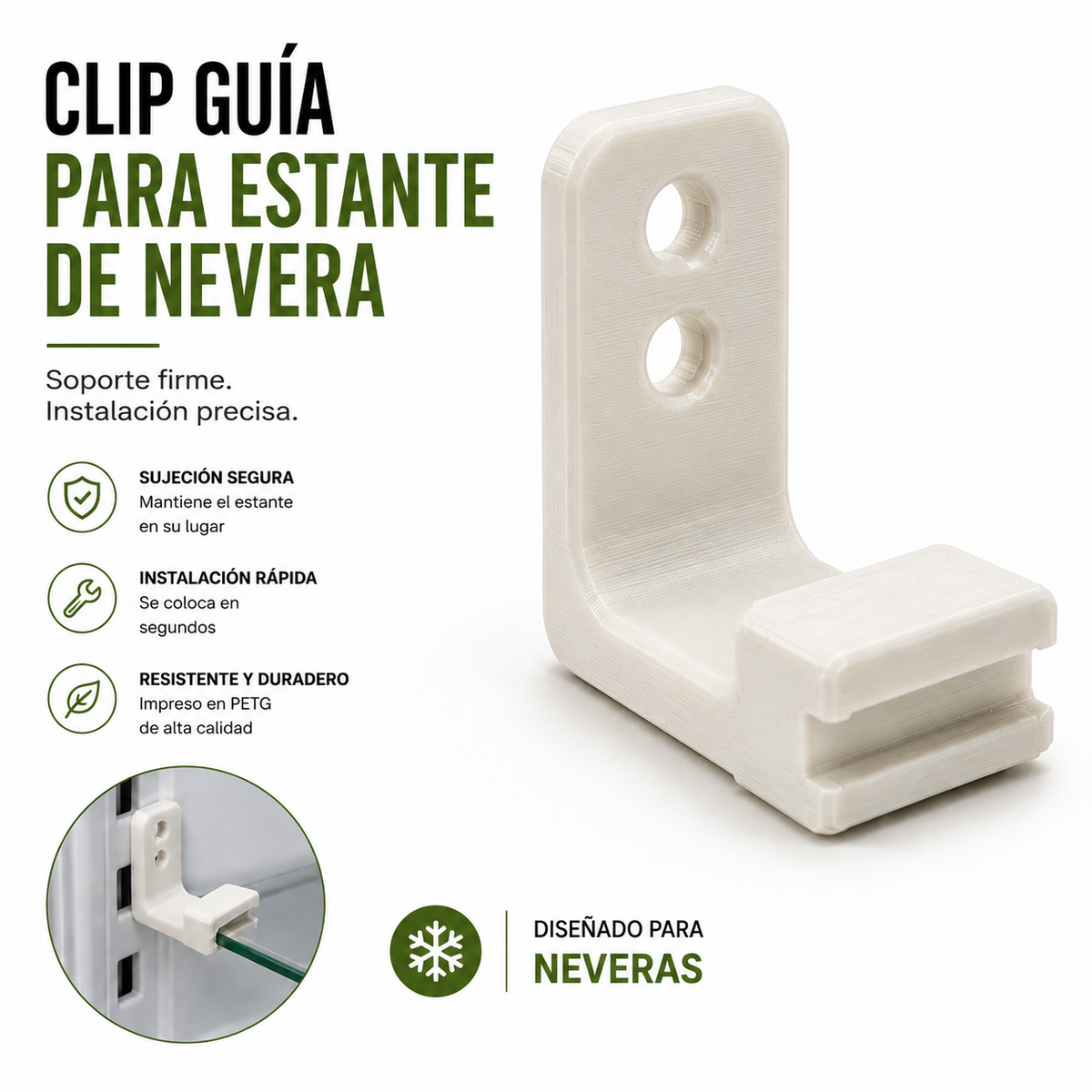 Soporte de estante de frigorífico – Impresión 3D en PETG