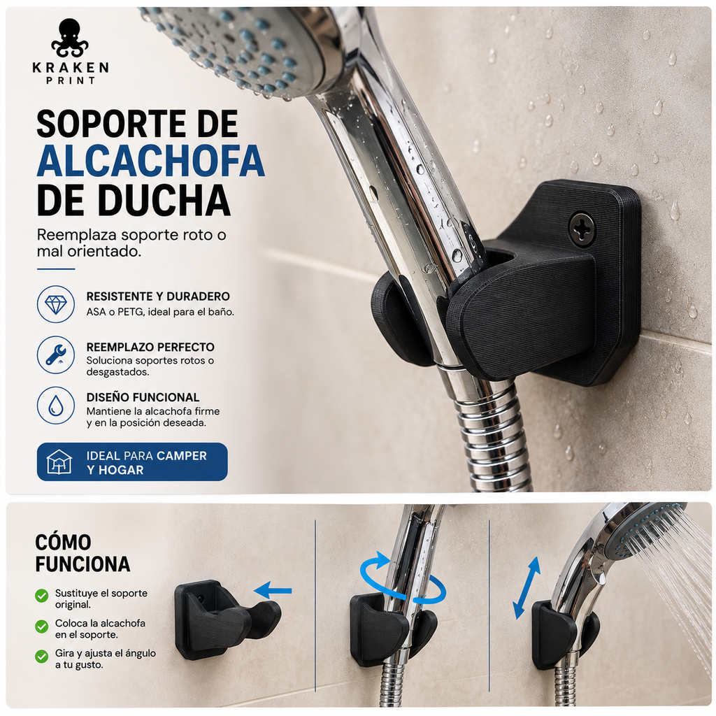 Cómo funciona el soporte de alcachofa de ducha - Kraken Print