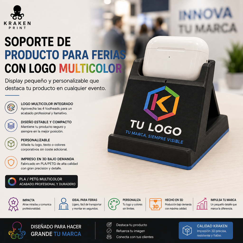 Soporte de producto para ferias con logo multicolor - Kraken Print