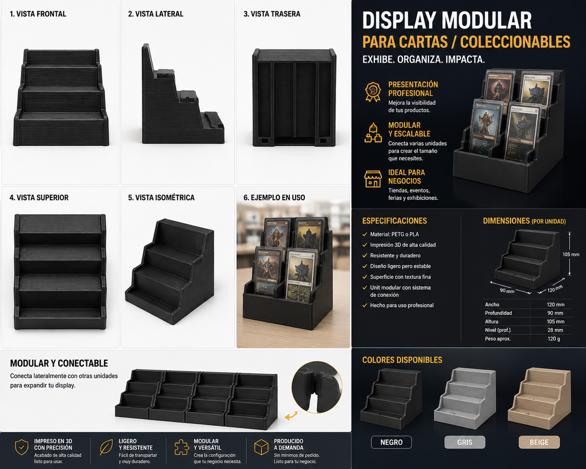Display modular para cartas y coleccionables – Expositor configurable