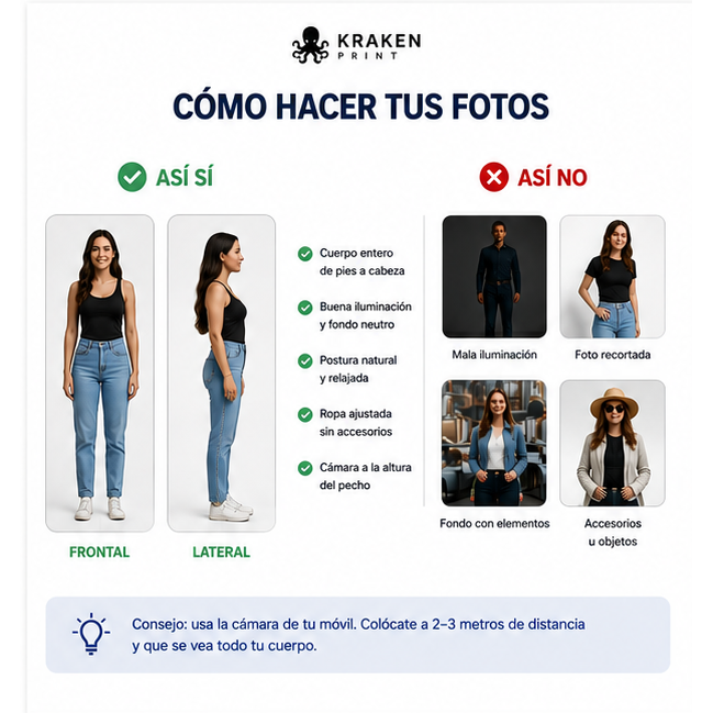 Guía para hacer las fotos frontal y lateral para una figura 3D personalizada