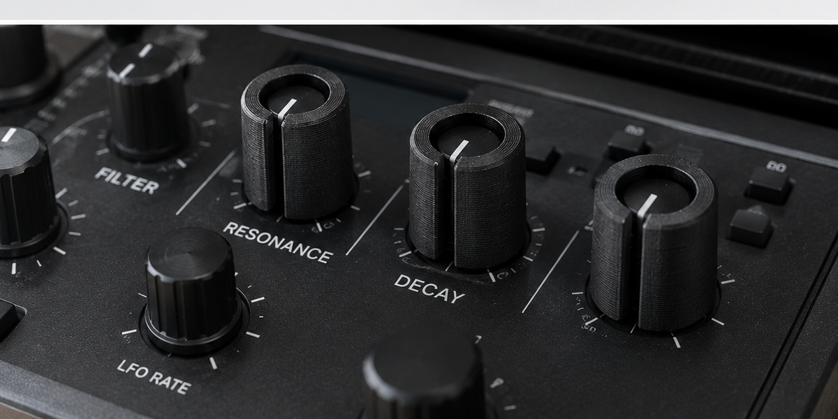 Protector de knobs instalado en controles de equipo musical