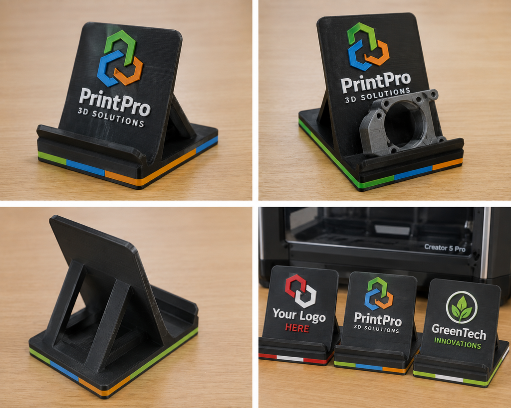 Display de producto personalizado con logo impreso en 3D