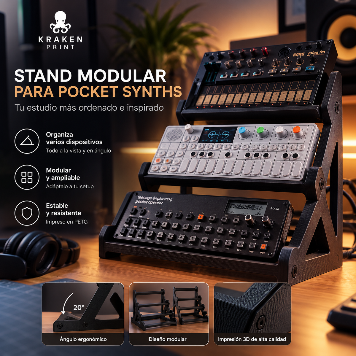 Stand modular para pocket synths - Kraken Print
